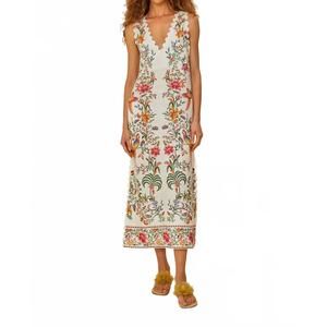 NEW FARM RIO delicate forest maxi dress in off white